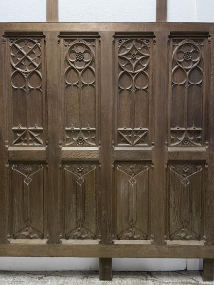 Elements of paneled room foundations in oak in Neo-Gothic style-1