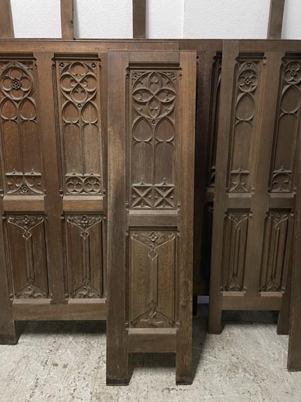 Elements of paneled room foundations in oak in Neo-Gothic style-2