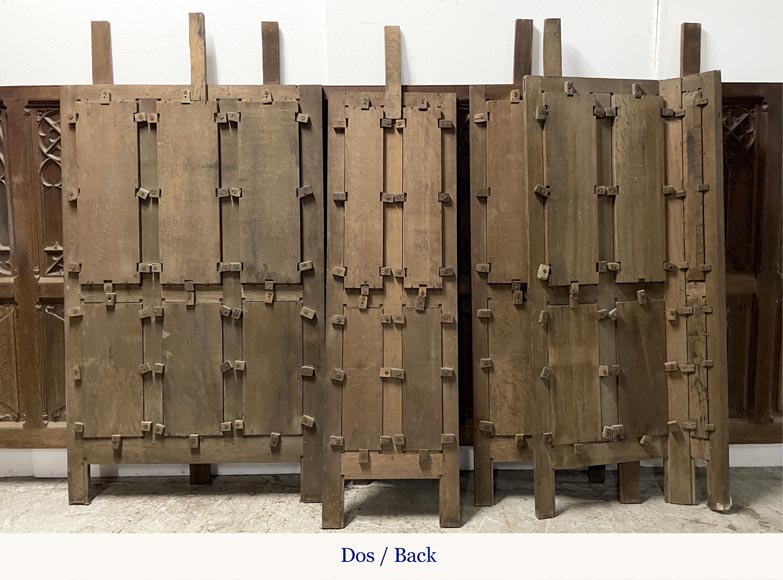 Elements of paneled room foundations in oak in Neo-Gothic style-3
