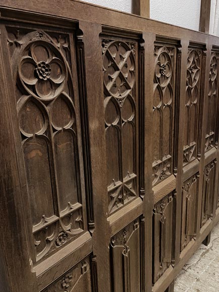 Elements of paneled room foundations in oak in Neo-Gothic style-4