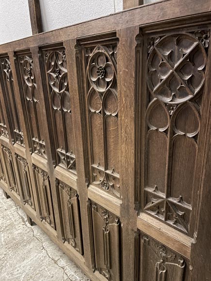 Elements of paneled room foundations in oak in Neo-Gothic style-5