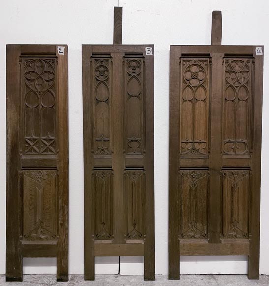 Elements of paneled room foundations in oak in Neo-Gothic style-9