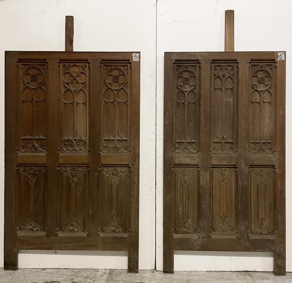 Elements of paneled room foundations in oak in Neo-Gothic style-10