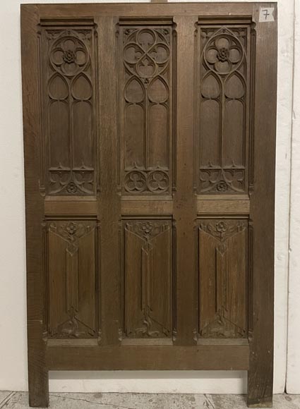 Elements of paneled room foundations in oak in Neo-Gothic style-11