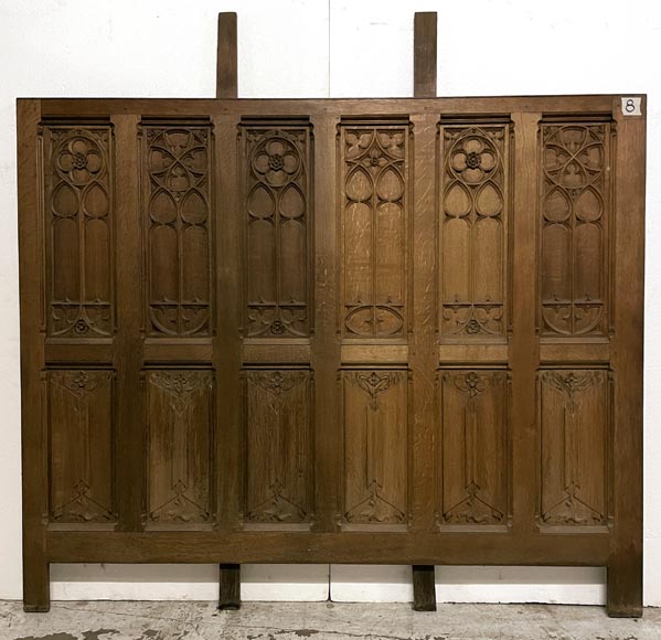 Elements of paneled room foundations in oak in Neo-Gothic style-12