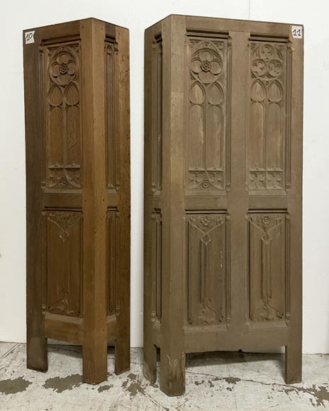 Elements of paneled room foundations in oak in Neo-Gothic style-14