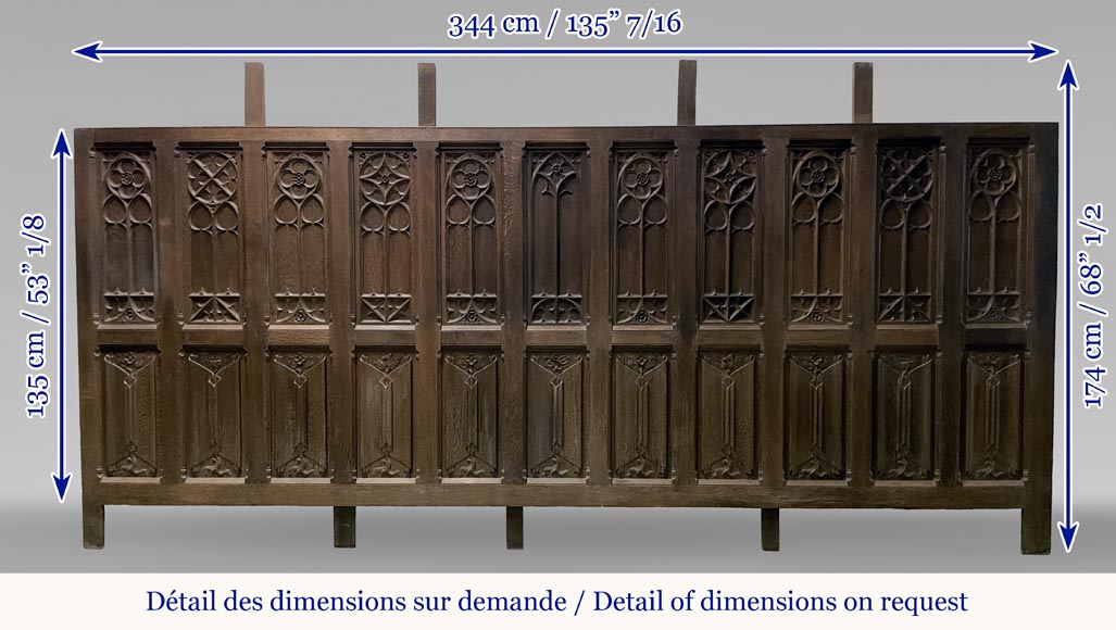 Elements of paneled room foundations in oak in Neo-Gothic style-17