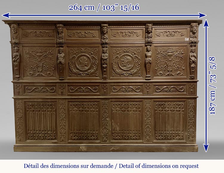 Elements of paneled room foundations in oak in Neo-Renaissance style-14