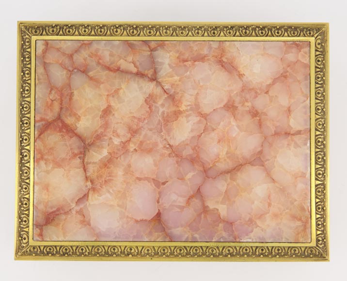 Beautiful Napoleon III small box in pink fluorine and gilt bronze-2