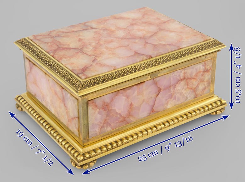 Beautiful Napoleon III small box in pink fluorine and gilt bronze-8