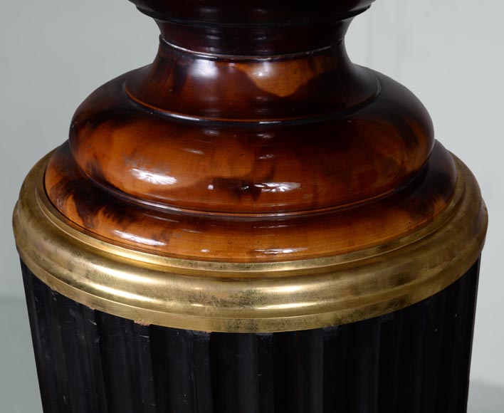 Monumental Napoleon III style vase in ceramic, bronze and blackened wood-10