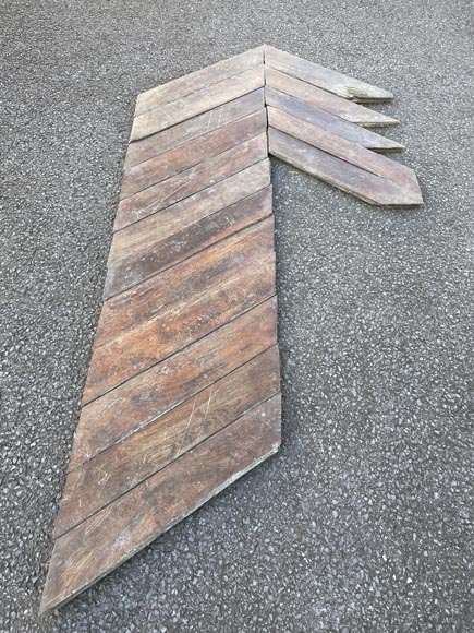 Lot of 20 m² of antique Point de Hongrie oak parquet flooring-2