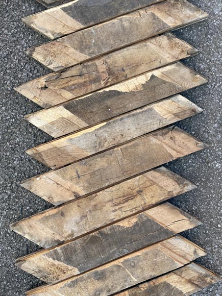 Lot of 20 m² of antique Point de Hongrie oak parquet flooring-5