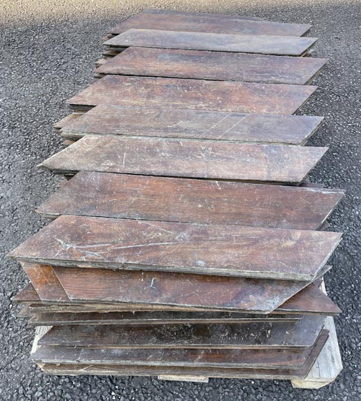 Lot of 20 m² of antique Point de Hongrie oak parquet flooring-7