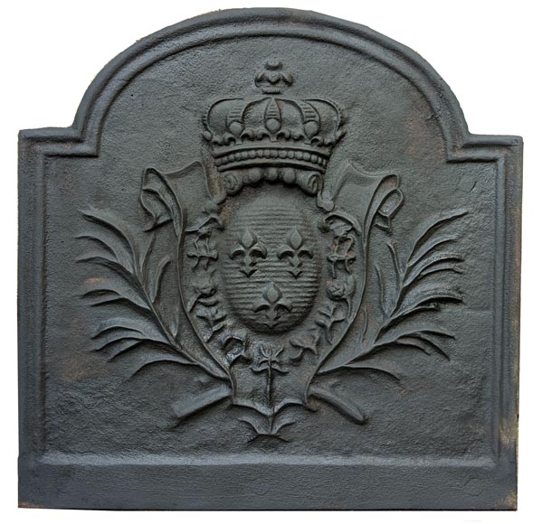 Louis XV style fireback with the coat of arms of France-0