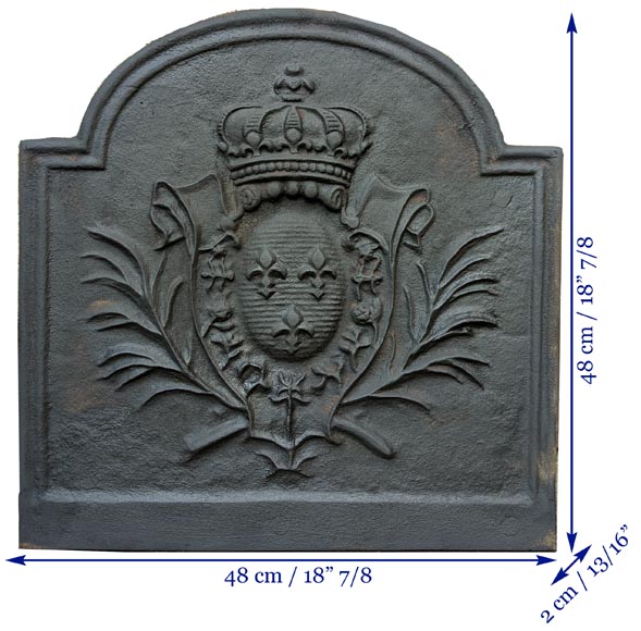 Louis XV style fireback with the coat of arms of France-6
