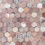 Lot of around 4,5 m² of small antique hexagonal terracotta tiles, 18th century