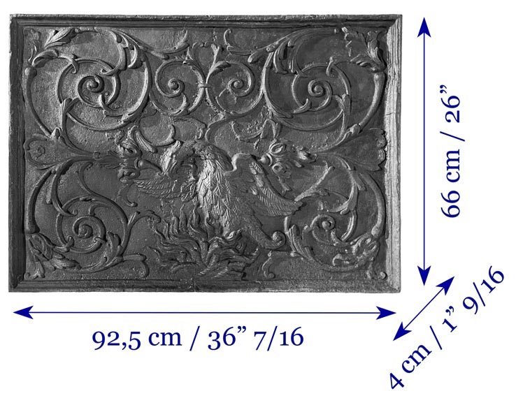 Phoenix-shaped fireplace plaque, decorated with scrolls Phoenix-shaped fireplace plaque, decorated with scrolls-10