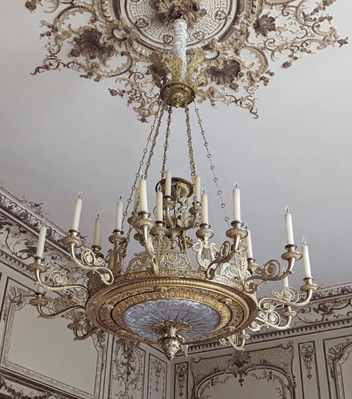 Alexandre GUERIN (attributed to) - Important Empire period chandelier in gilt bronze and cut crystal with thirty lights-3