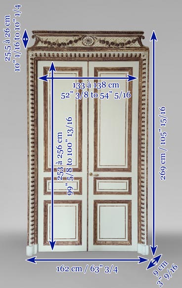 Lot of three moulded double doors, 19th century-15