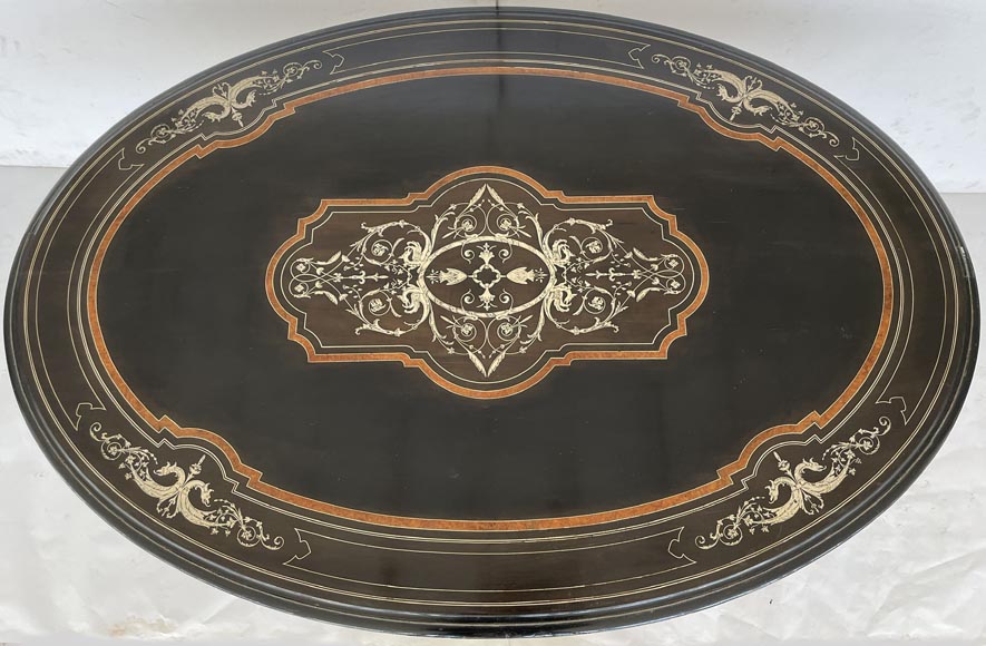 Napoleon III table in wood with a bone marquetery decoration-8