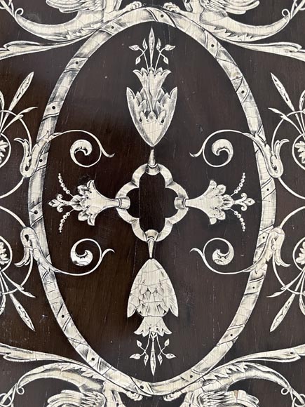 Napoleon III table in wood with a bone marquetery decoration-11