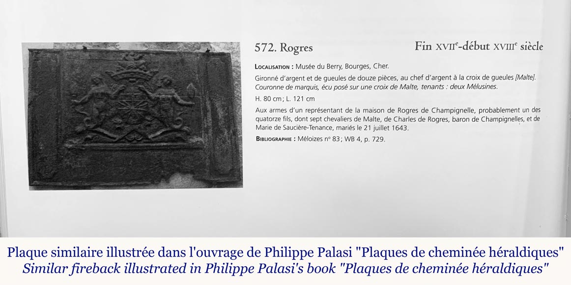 Fireback with the coat of arms of a house de Rogres Champignelles's representative, 18th century-1