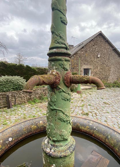 Antique cast iron town fountain with oak leaf decoration-3