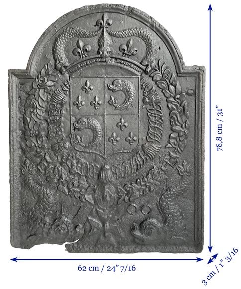 Fireback with the dauphin coat of arms dated 1700-8