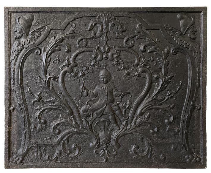 Large Louis XV style fireback in cast iron-0