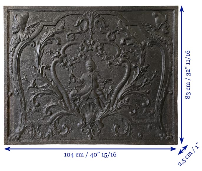Large Louis XV style fireback in cast iron-8