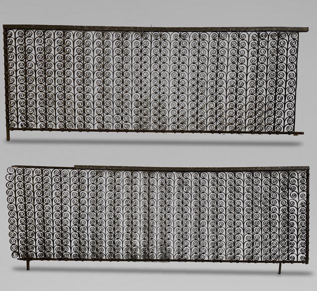 Pair of Gothic style wrought iron radiator railings -0