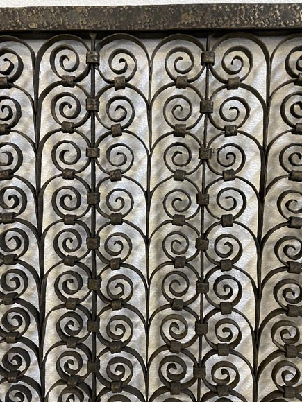 Pair of Gothic style wrought iron radiator railings -8
