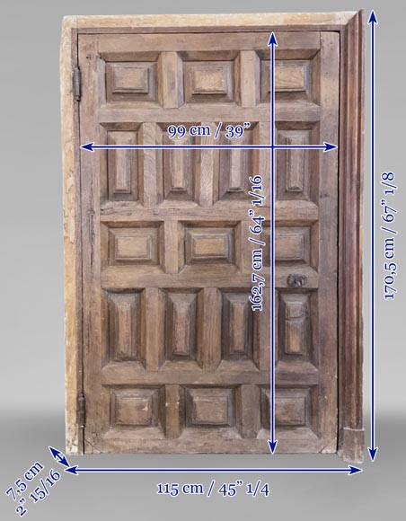 Spannish oak door with frame, 18th century-11