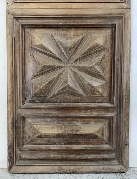 Antique paneled room elemen with sculpted cross motif, 18th century-2