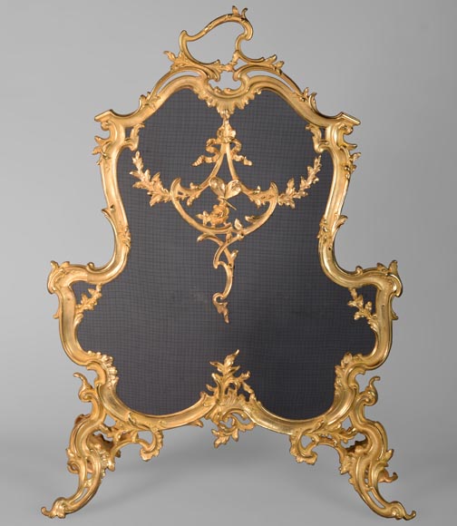 Louis XV style firescreen with a butterfly-0