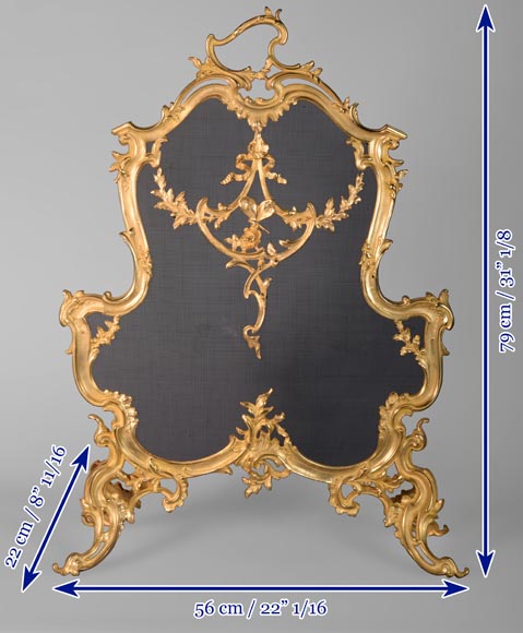 Louis XV style firescreen with a butterfly-9