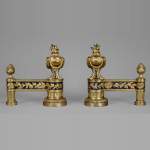 Pair of Louis XVI stylefiredogs with firepots 