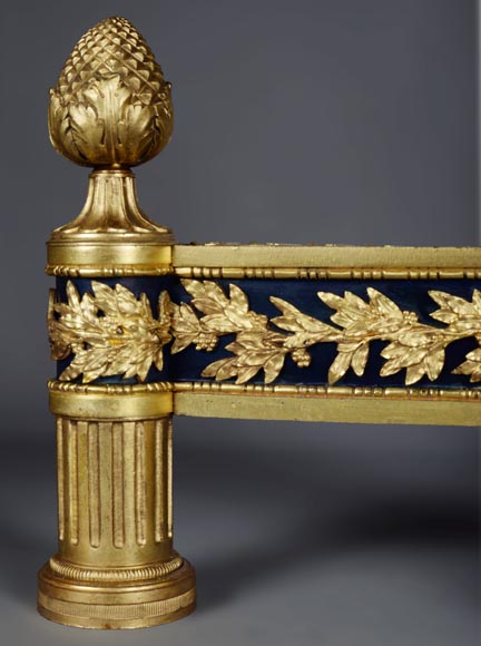 Pair of Louis XVI stylefiredogs with firepots -3