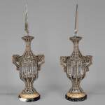 Pair of antique crystal lamps