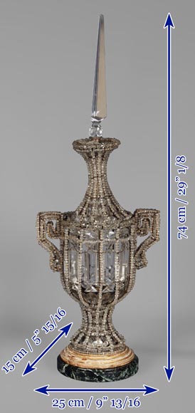 Pair of antique crystal lamps-8