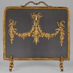 Louis XVI style firescreen with flowers garlands and music attributes