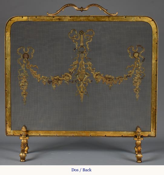 Louis XVI style firescreen with flowers garlands and music attributes-7