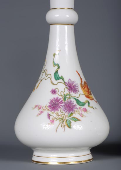 Manufacture de Sèvres - Pair of vases Delhi model with a polychrome floral decoration, 1875-8