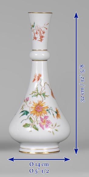 Manufacture de Sèvres - Pair of vases Delhi model with a polychrome floral decoration, 1875-13