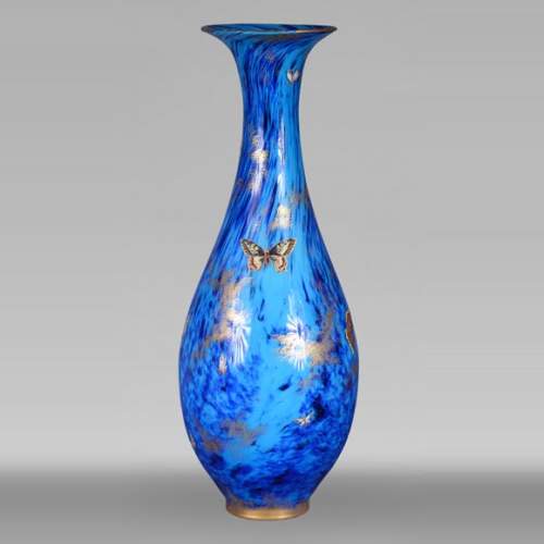 Clichy Glassworks (attributed to) – Large blue mottled glass vase