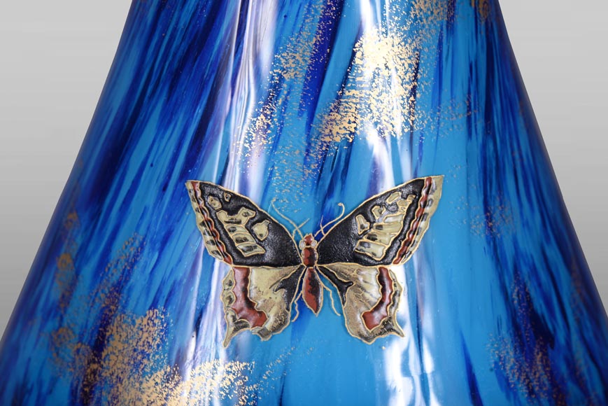 Clichy Glassworks (attributed to) – Large blue mottled glass vase Clichy Glassworks (attributed to) – Large blue mottled glass vase-3