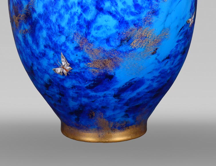 Clichy Glassworks (attributed to) – Large blue mottled glass vase Clichy Glassworks (attributed to) – Large blue mottled glass vase-5
