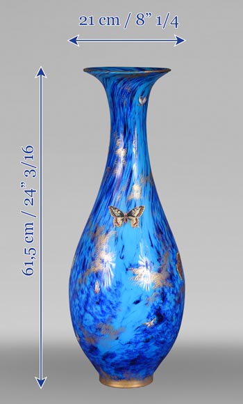 Clichy Glassworks (attributed to) – Large blue mottled glass vase Clichy Glassworks (attributed to) – Large blue mottled glass vase-6