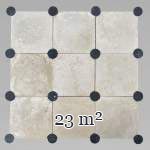 23 square meters of stone flooring with cabochons